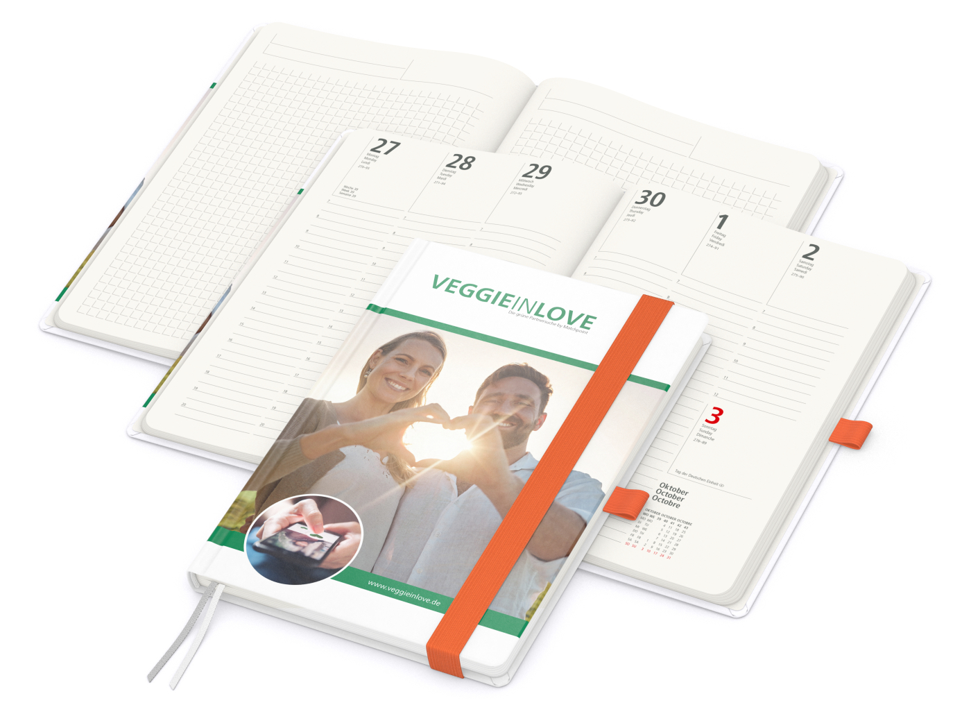 Wochenkalender vorne + Notizen hinten Match-Hybrid RECYCLING Papier-Hardcover A5, Einband-Material recyceltes Naturpapier