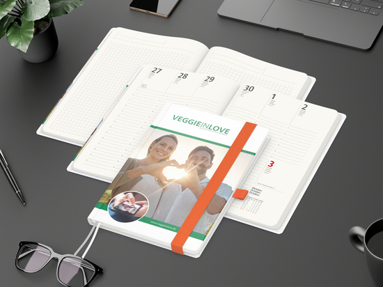 Wochenkalender vorne + Notizen hinten Match-Hybrid RECYCLING Papier-Hardcover A5, Einband-Material recyceltes Naturpapier