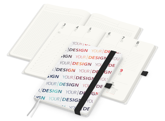 Wochenkalender vorne + Notizen hinten Match-Hybrid RECYCLING Papier-Hardcover A5, Einband-Material recyceltes Naturpapier