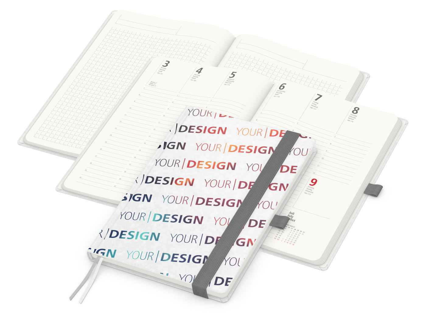 Wochenkalender vorne + Notizen hinten Match-Hybrid RECYCLING Papier-Hardcover A5, Einband-Material recyceltes Naturpapier