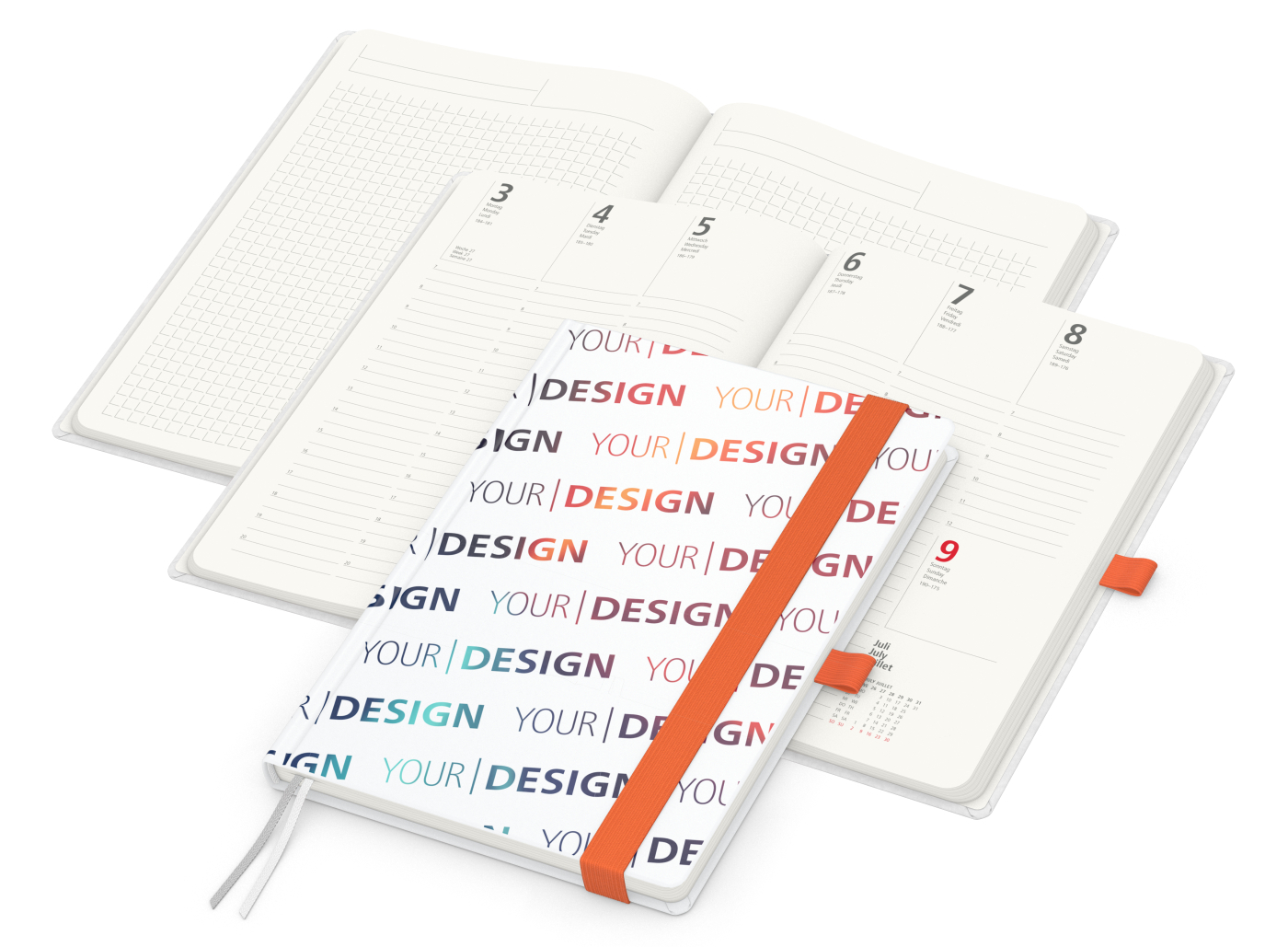 Wochenkalender vorne + Notizen hinten Match-Hybrid RECYCLING Papier-Hardcover A5, Einband-Material recyceltes Papier matt