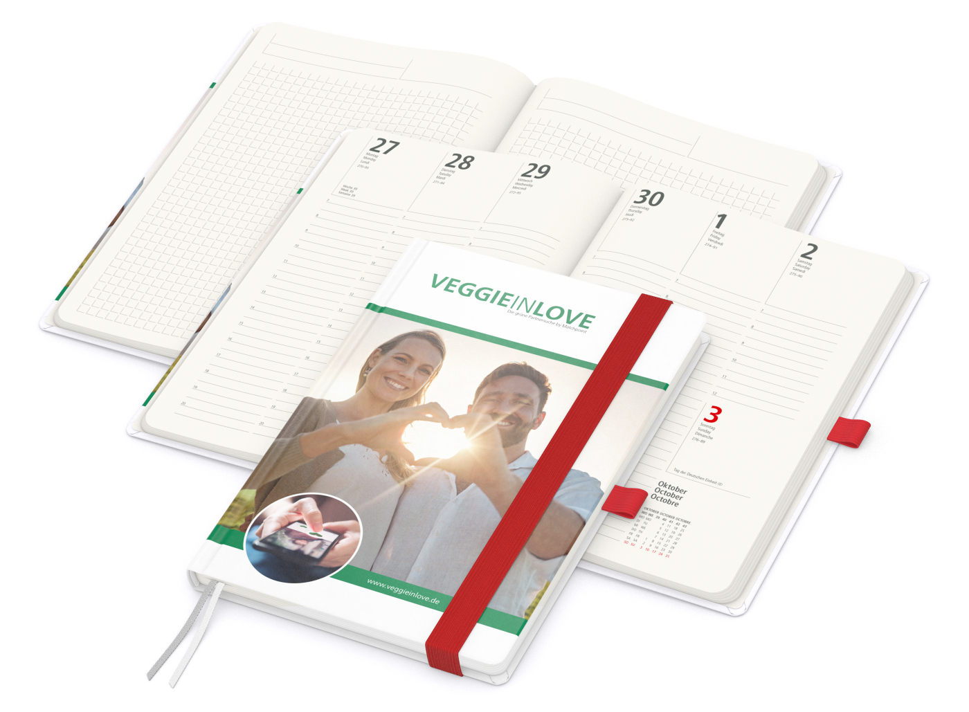 Wochenkalender vorne + Notizen hinten Match-Hybrid RECYCLING Papier-Hardcover A5, Einband-Material recyceltes Papier matt