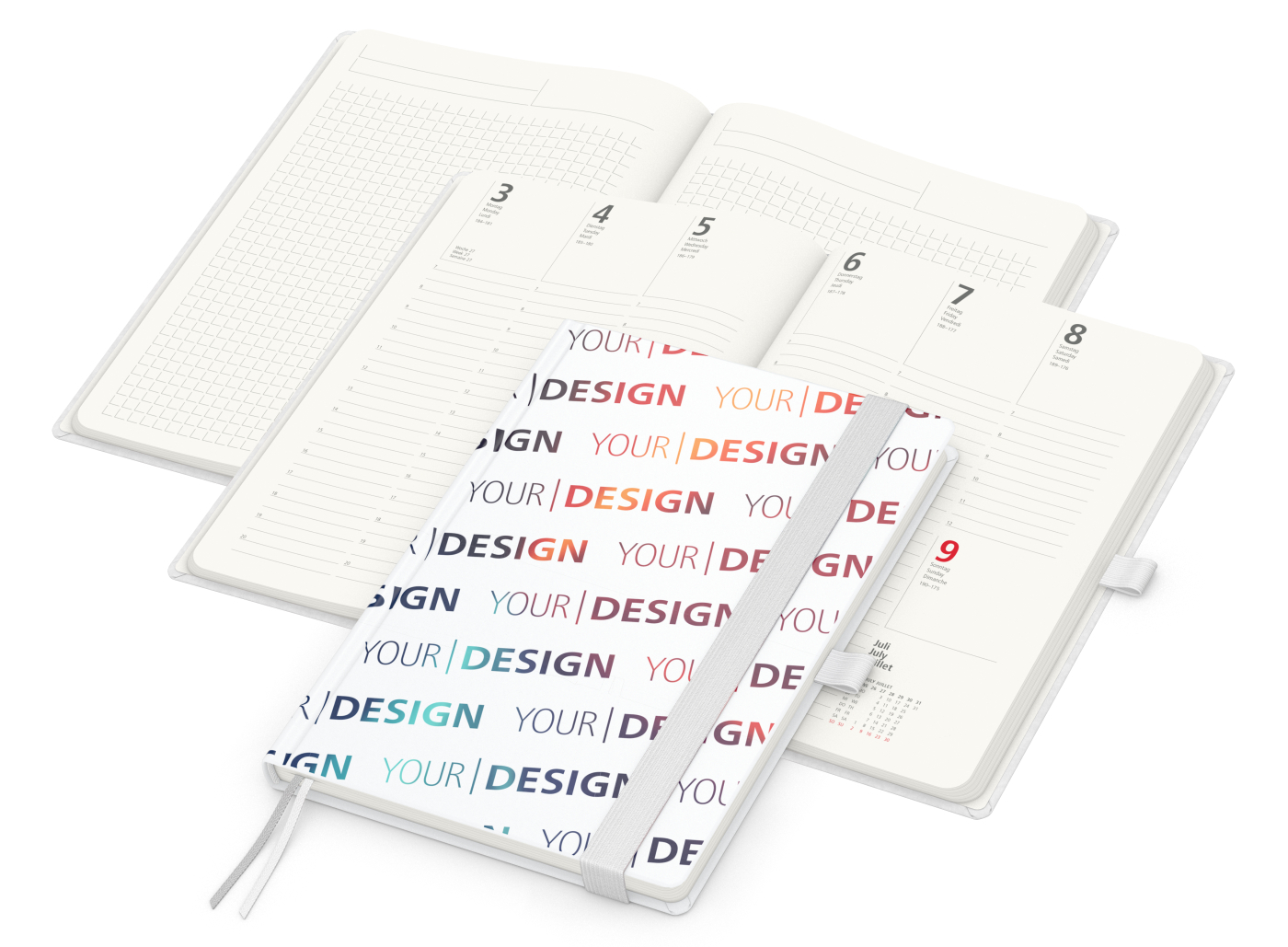 Wochenkalender vorne + Notizen hinten Match-Hybrid RECYCLING Papier-Hardcover A5, Einband-Material recyceltes Papier matt