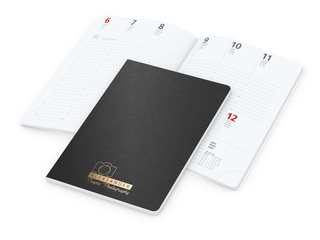 Wochenkalender Prestige-Flexx A5 Naturkarton-Softcover schwarz, Goldprägung inkl.