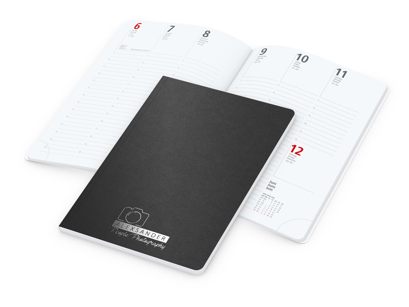 Wochenkalender Prestige-Flexx A5 Naturkarton-Softcover schwarz, Silberprägung inkl.