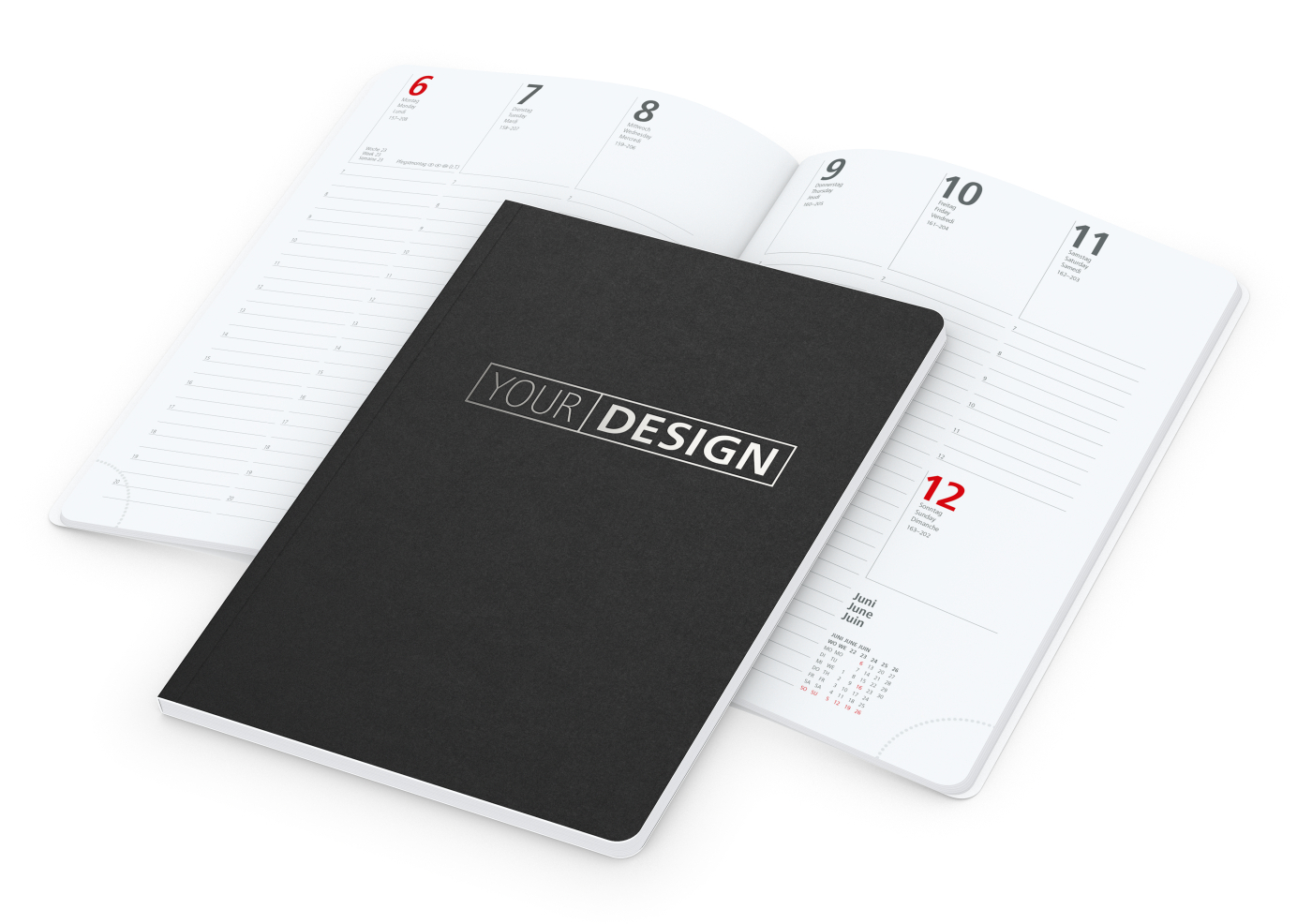 Wochenkalender Prestige-Flexx A5 Naturkarton-Softcover schwarz, Silberprägung inkl.