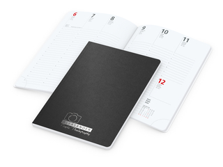 Wochenkalender Prestige-Flexx A5 Naturkarton-Softcover schwarz, Silberprägung inkl.