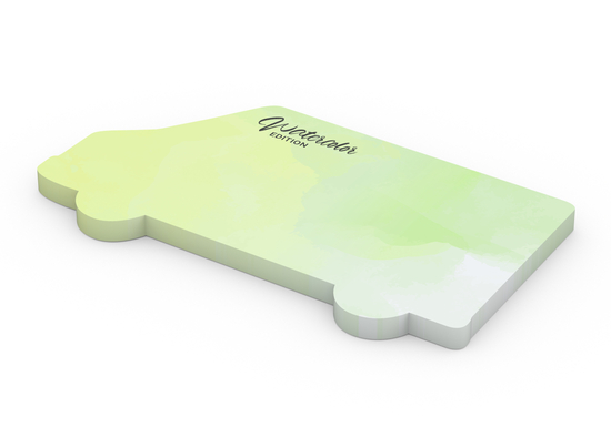 Haftnotizblock Form 100 × 72 mm formgestanzt, Blattanzahl 50, Formstanzung Transporter