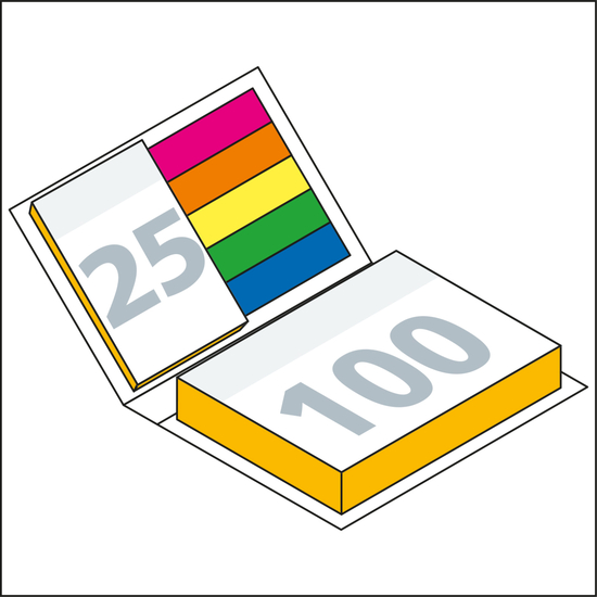 Haftnotiz-Set Prag 100/25 Haftzettel bedruckt Farbschnitt individuell, Umschlag-Oberfläche matt