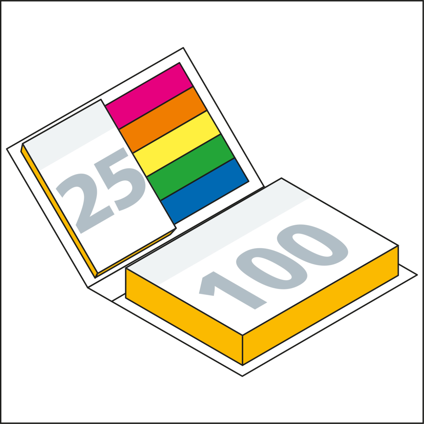 Haftnotiz-Set Prag 100/25 Haftzettel weiß Farbschnitt, Umschlag-Oberfläche glänzend