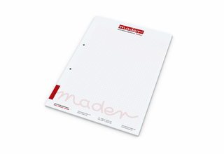 Schreibblock Seiten individuell gestaltbar, Papierformat/Abheftlochung DIN A4 / 2-fach, Blattanzahl 50