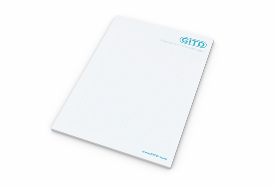 Schreibblock Seiten individuell gestaltbar, Papierformat/Abheftlochung DIN A5 / ohne, Blattanzahl 50
