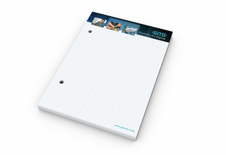 Schreibblock Seiten individuell gestaltbar, Papierformat/Abheftlochung DIN A6 / 2-fach, Blattanzahl 100