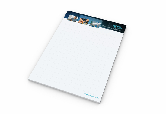 Schreibblock Seiten individuell gestaltbar, Papierformat/Abheftlochung DIN A6 / ohne, Blattanzahl 50