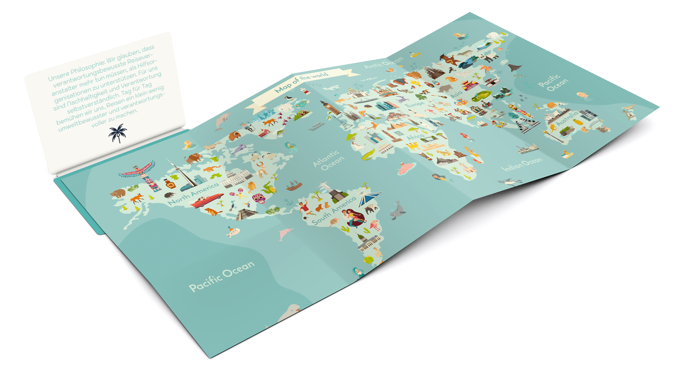 Faltplan Concept-Card Large RECYCLING 100 × 72 mm Naturkarton-Umschlag, Faltplan 24 Kacheln (368 × 192 mm)