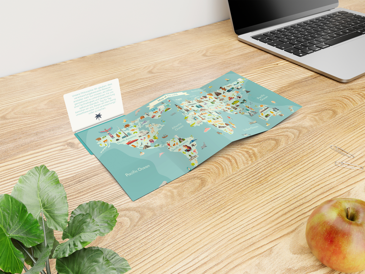 Faltplan Concept-Card Large RECYCLING 100 × 72 mm Naturkarton-Umschlag, Faltplan 24 Kacheln (368 × 192 mm)