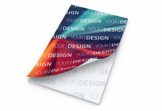 Schreibblock Cover Seiten/Deckblatt individuell gestaltbar, Format/Blattanzahl/Lochung DIN A5 / 50 Blatt / ohne
