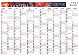 Wandplaner Cosmos 841 × 594 mm Jan. – Dez., Postoptimierung ja (gefalzt auf DIN A4)