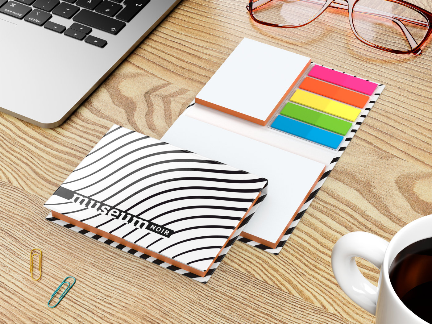 Haftnotiz-Set Budapest Bookcover White Bestseller, gloss-individuell, Farbschnitt orange