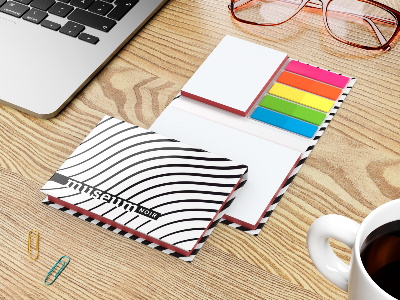 Haftnotiz-Set Budapest Bookcover White Bestseller, matt-individuell, Farbschnitt rot