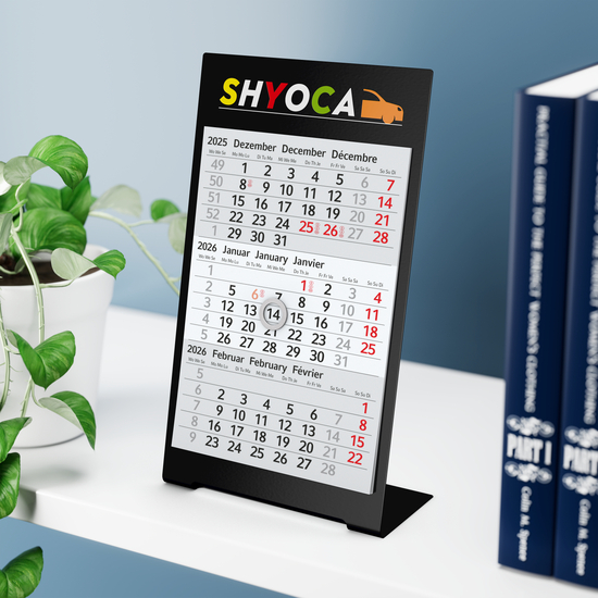 Tischkalender Desktop 3 Color Bestseller, 1 Jahr, schwarz