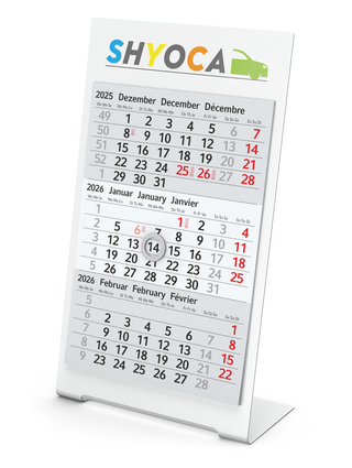 Tischkalender Desktop 3 Color Bestseller, 2 Jahre, weiß