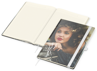 Notizbuch Match-Book Creme Bestseller, A4, Cover-Star, matt-individuell, weiß