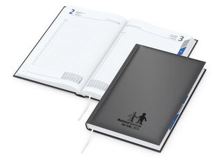 Buchkalender Manager Register Bestseller inkl. Prägung schwarz-glänzend