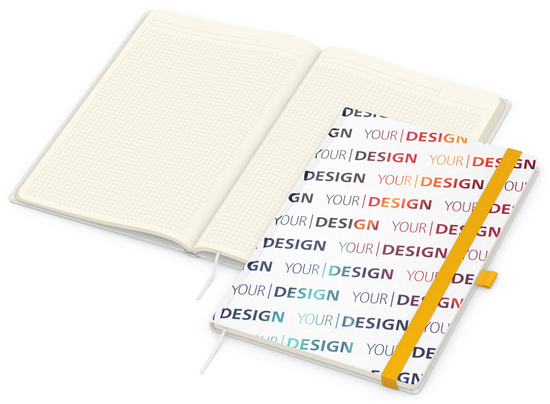 Notizbuch Match-Book Creme Bestseller, A4, Natura, individuell, gelb