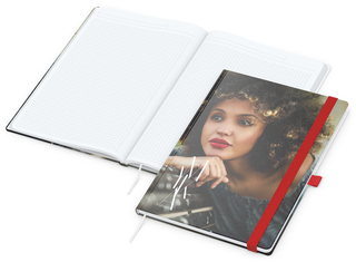 Notizbuch Match-Book White Bestseller, A4, Cover-Star, gloss-individuell, rot