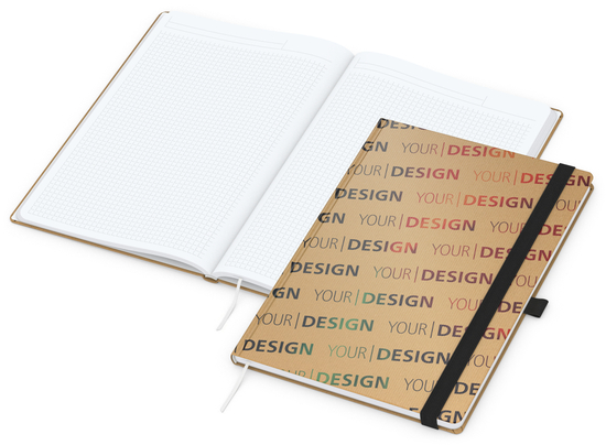 Notizbuch Match-Book White Bestseller, A4, Natura, braun-individuell, schwarz