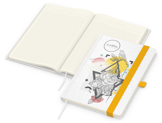 Notizbuch Match-Book Creme Bestseller, A5, Natura, individuell, gelb