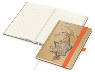Notizbuch Match-Book Creme Bestseller, A5, Natura, braun-individuell, orange