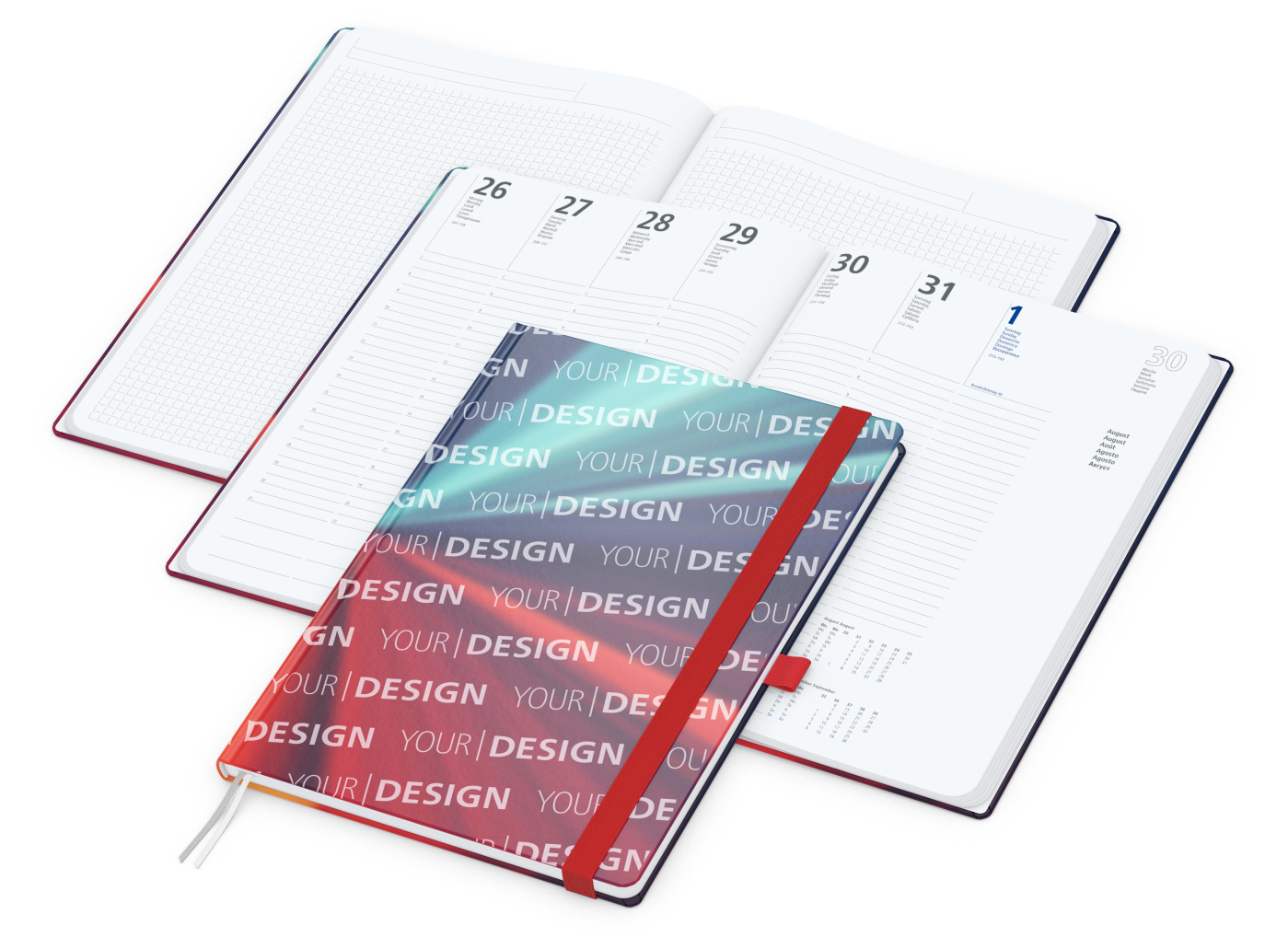 Wochenplaner Match-Hybrid White Bestseller, A4, Cover-Star gloss, rot