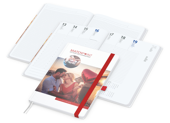 Wochenplaner Match-Hybrid White Bestseller, A4, Cover-Star gloss, rot