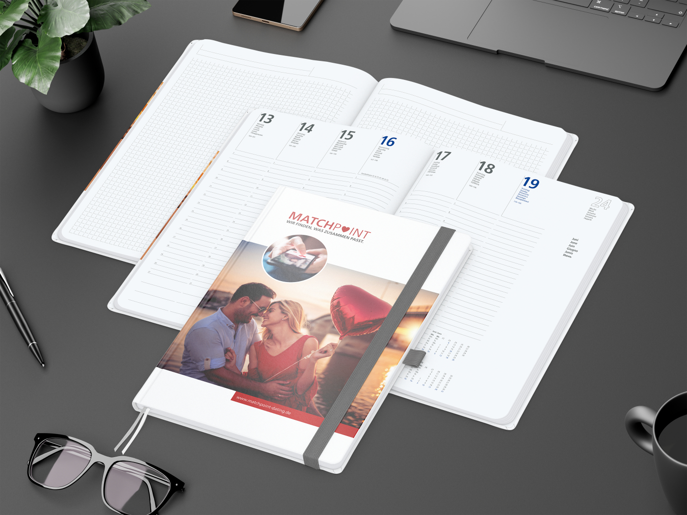 Wochenplaner Match-Hybrid White Bestseller, A4, Cover-Star gloss, silbergrau