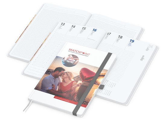 Wochenplaner Match-Hybrid White Bestseller, A4, Cover-Star gloss, silbergrau
