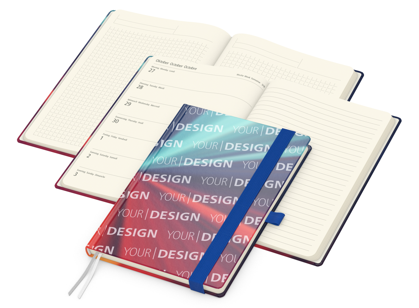 Wochenplaner Match-Hybrid Creme Bestseller, Cover-Star gloss, mittelblau