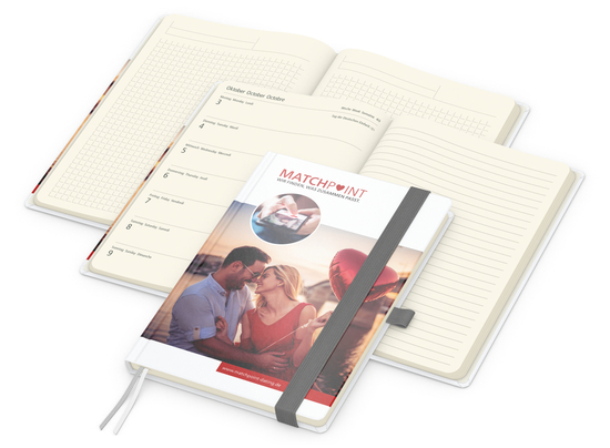 Wochenplaner Match-Hybrid Creme Bestseller, Cover-Star gloss, silbergrau