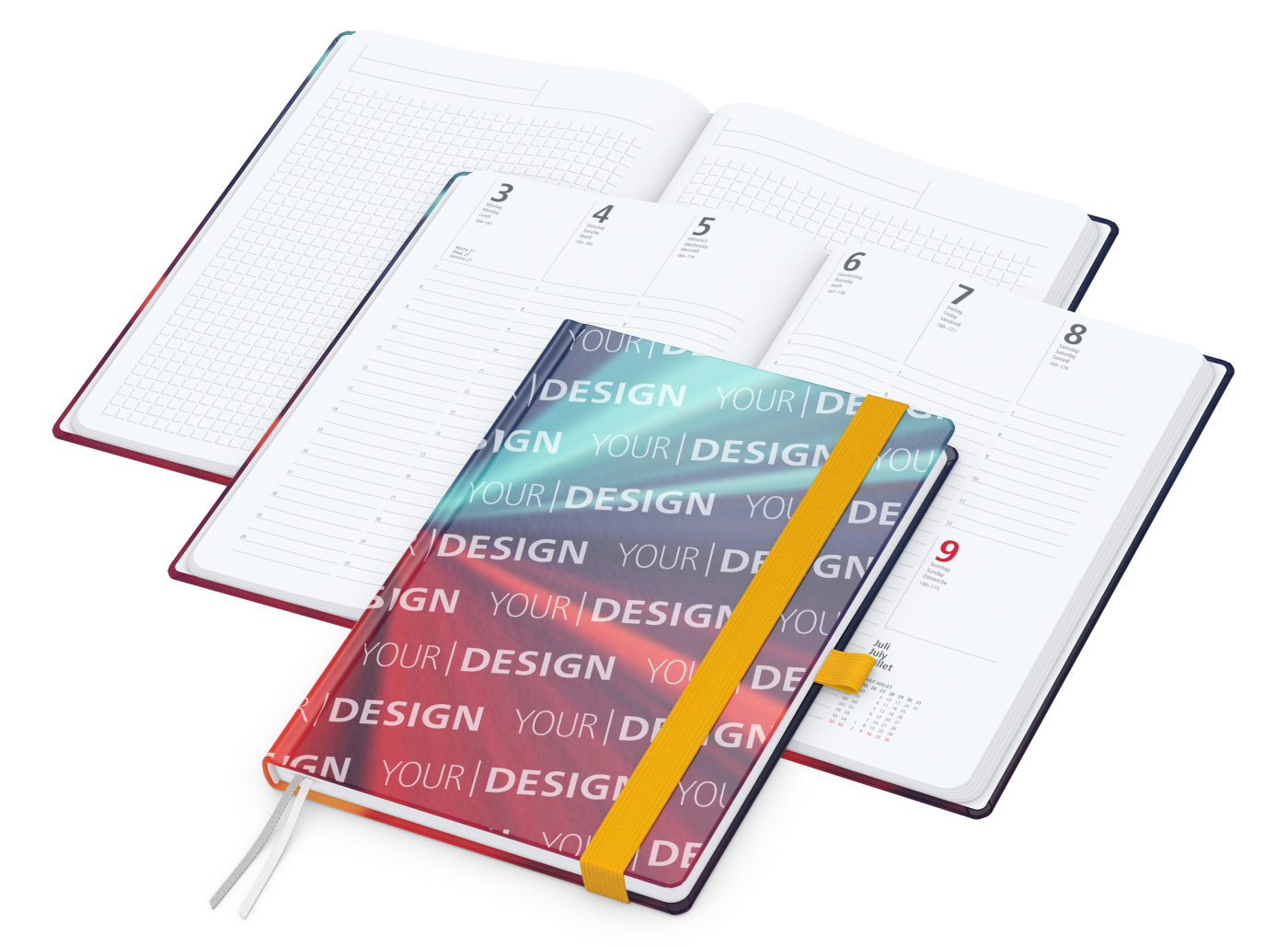 Wochenplaner Match-Hybrid White Bestseller, A5, Cover-Star gloss-individuell, gelb