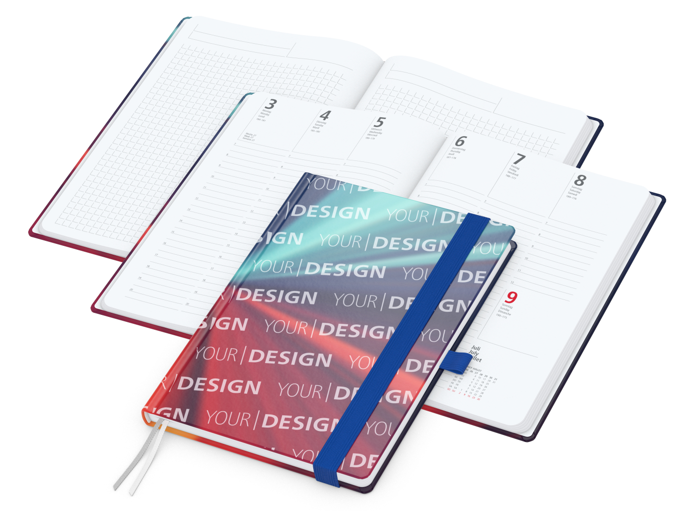 Wochenplaner Match-Hybrid White Bestseller, A5, Cover-Star matt-individuell, mittelblau