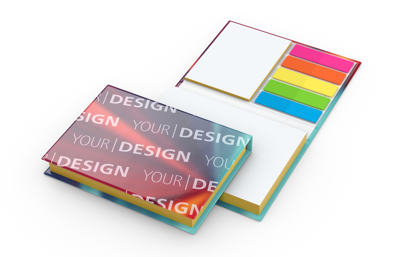 Haftnotiz-Set Prag Bookcover White Bestseller, gloss-individuell, Farbschnitt gelb
