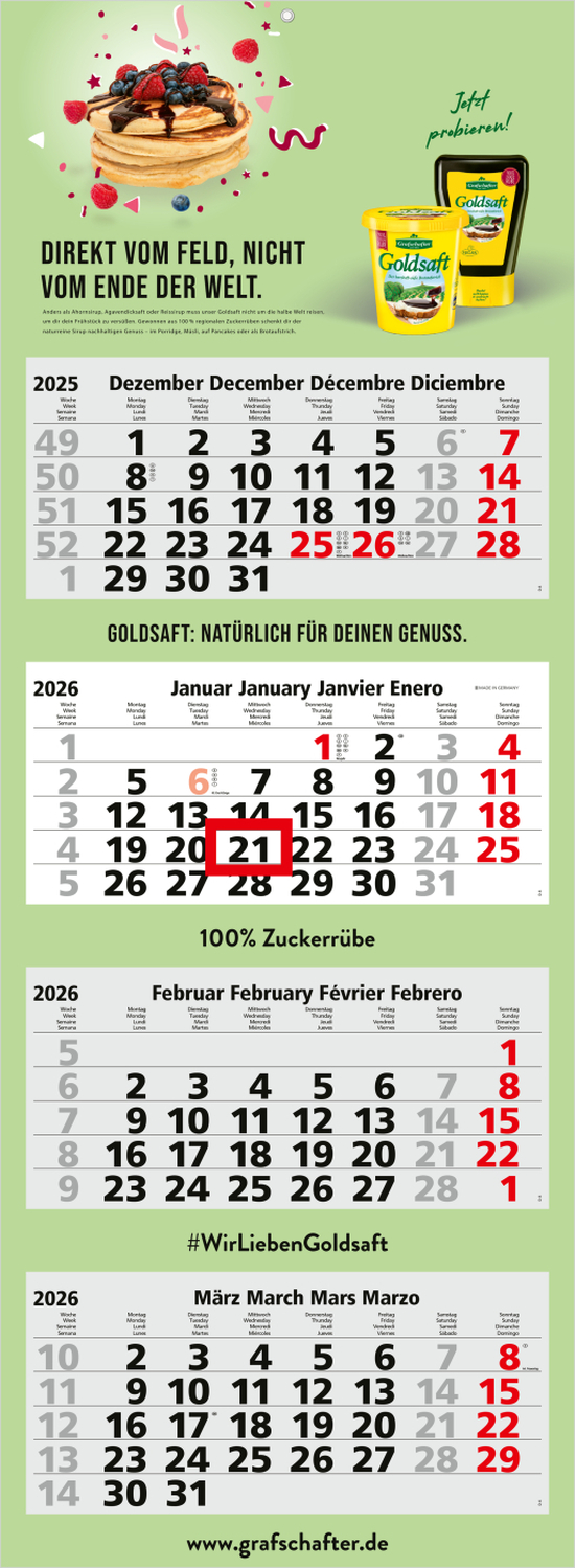 4-Monatskalender Quadro Light 4 Bestseller, Deutsch (Mehrblock)