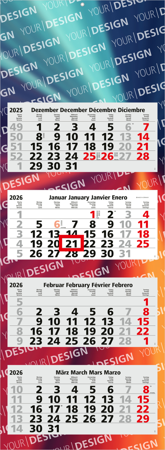 4-Monatskalender Quadro Light 4 Bestseller, Deutsch (Mehrblock)