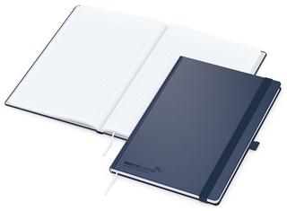 Notizbuch Vision-Book White Bestseller, A4, dunkelblau inkl. Prägung schwarz-glänzend