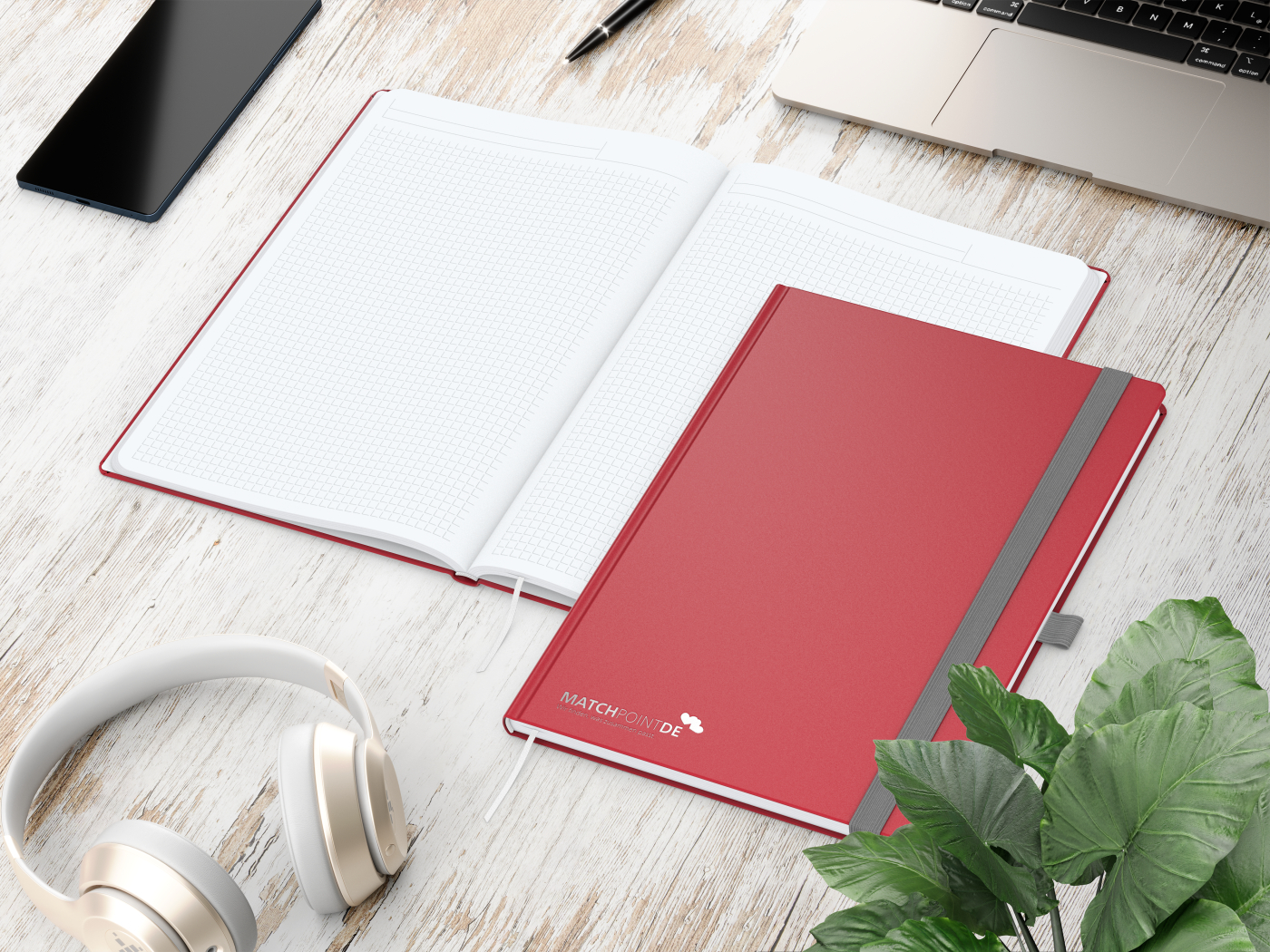 Notizbuch Vision-Book White Bestseller, A4, rot inkl. Silberprägung