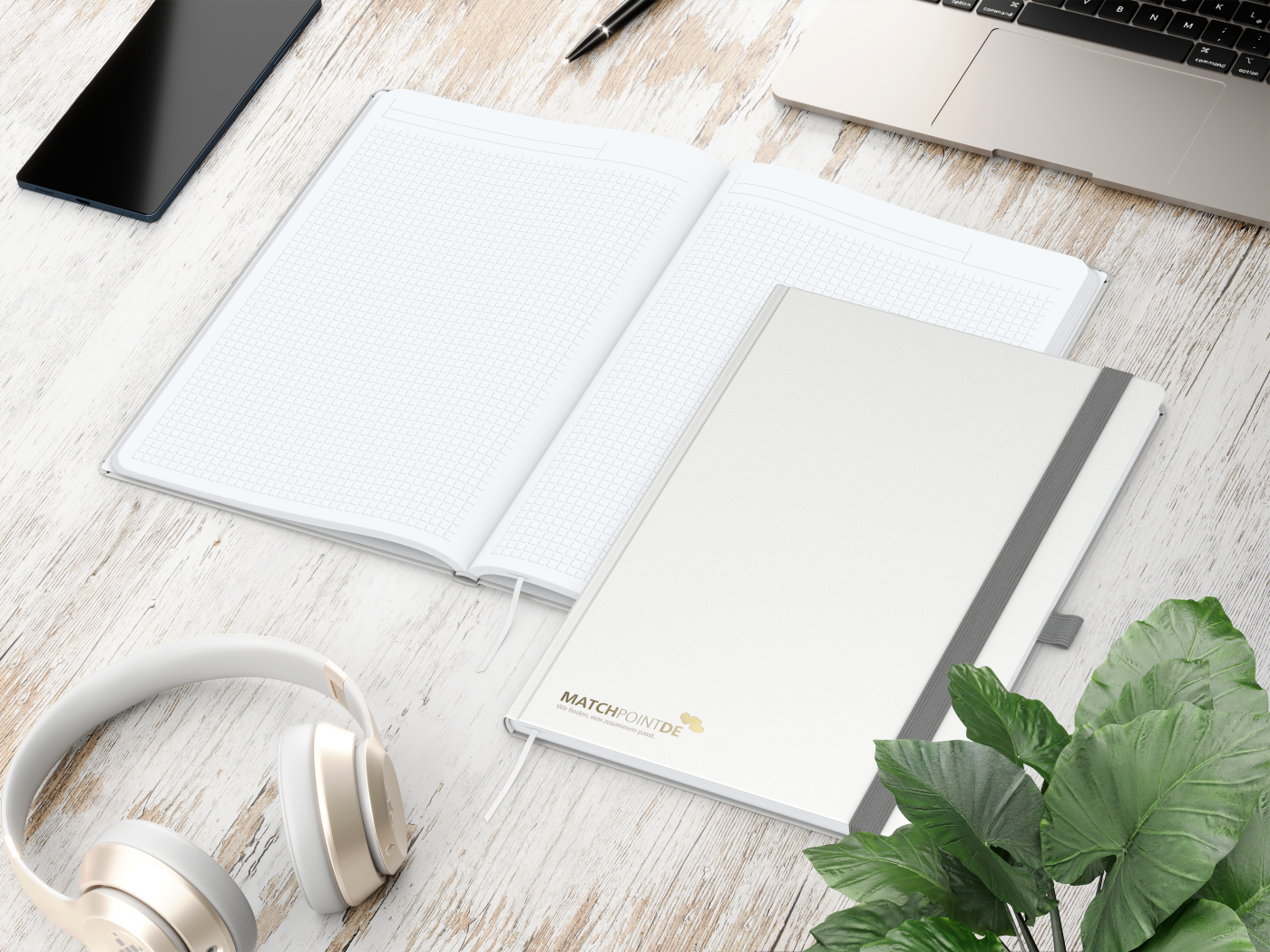 Notizbuch Vision-Book White Bestseller, A4, weiß inkl. Goldprägung