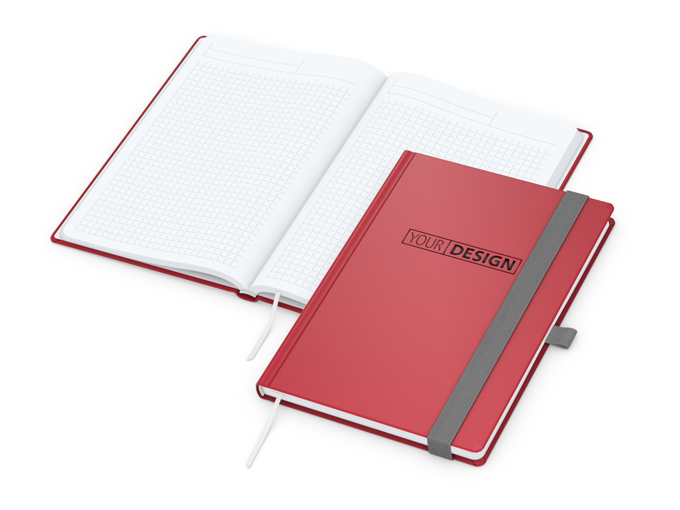 Notizbuch Vision-Book White Bestseller, A5, rot inkl. Prägung schwarz-glänzend