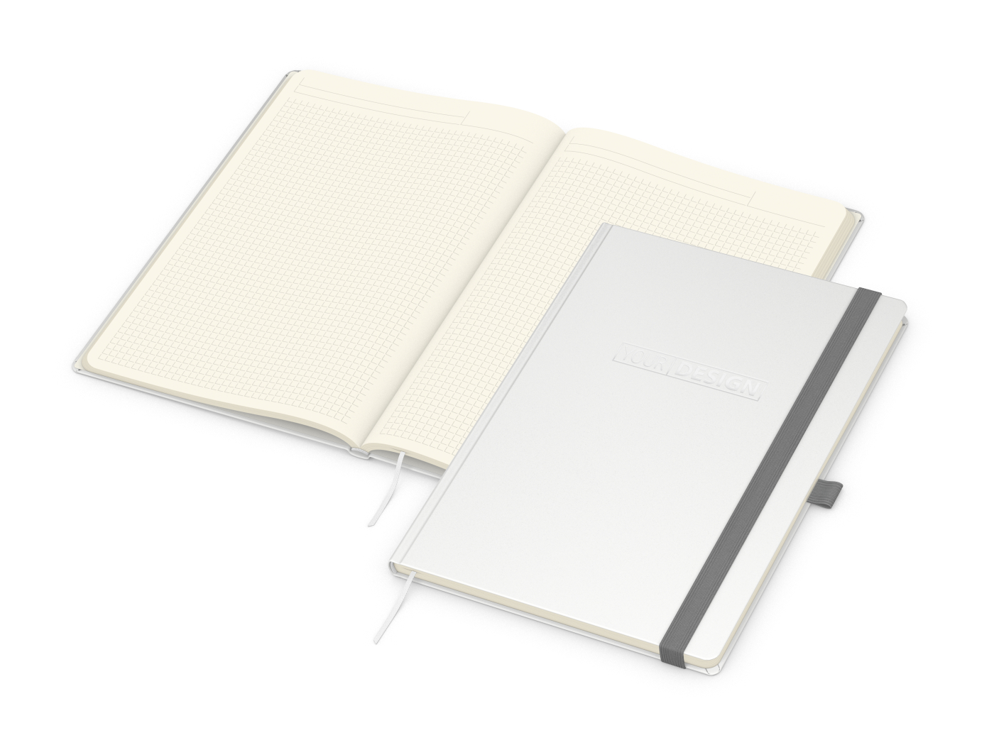 Notizbuch Vision-Book Creme Bestseller, A4, weiß inkl. Silberprägung