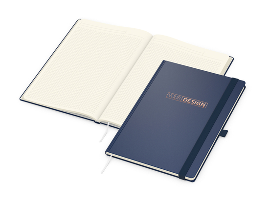 Notizbuch Vision-Book Creme Bestseller, A4, dunkelblau inkl. Kupferprägung